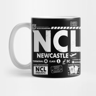 Vintage Newcastle NCL Airport Code Travel Day Retro Travel Tag UK Mug